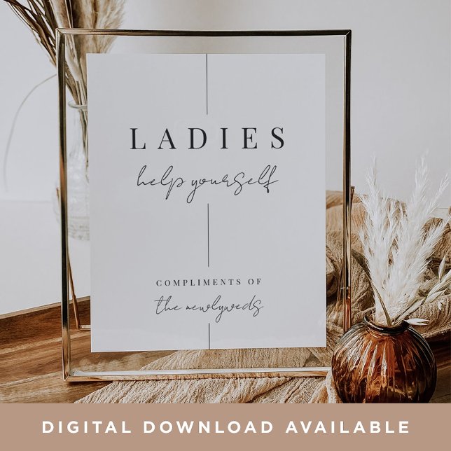 Modern Minimal Wedding Bathroom Basket Sign (Creator Uploaded)