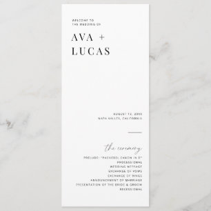 Modern Minimal Wedding Ceremony Order of Service Programme