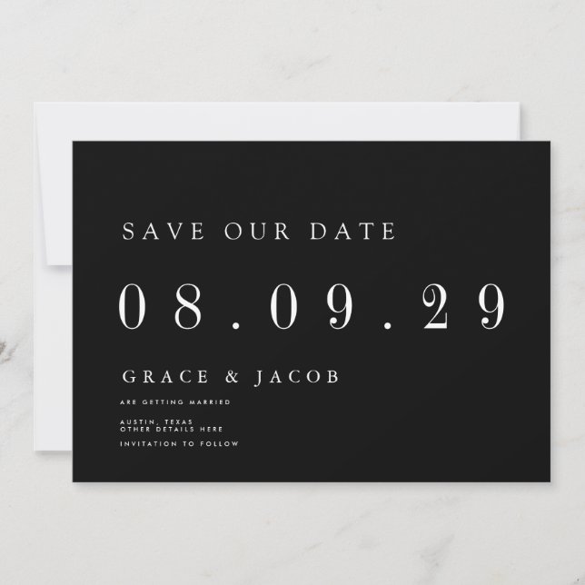 Modern Minimal Wedding Date Non-Photo Save The Date (Front)