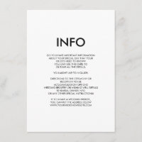 Modern minimal wedding details/information card
