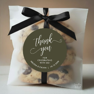 Modern Minimal Wedding Favour Gifts Thank You Classic Round Sticker