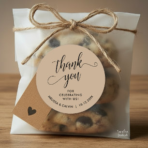 Modern Minimal Wedding Favour Gifts Thank You Classic Round Sticker