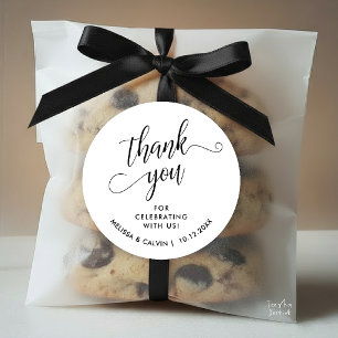Modern Minimal Wedding Favour Gifts Thank You Classic Round Sticker