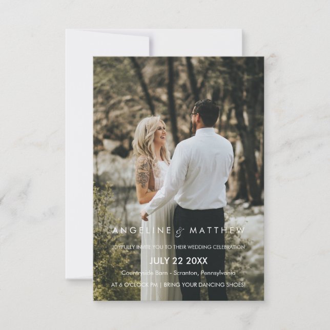 Modern & Minimal Wedding Photo Invite (Front)