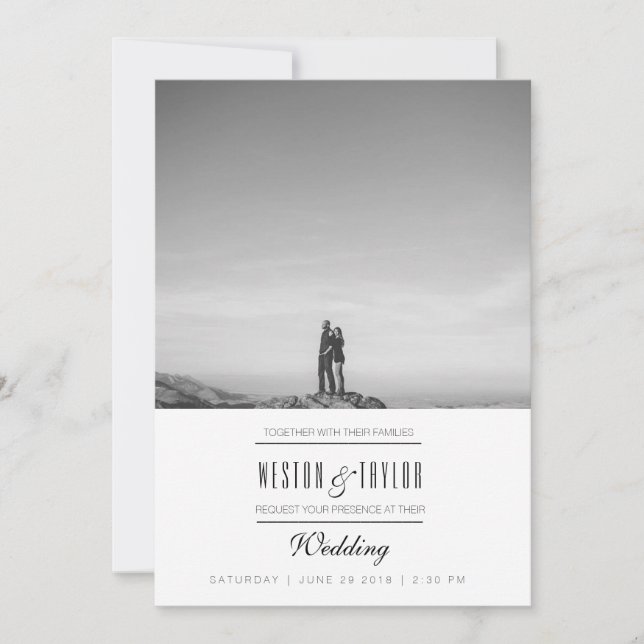 Modern & Minimal Wedding Photo Invite (Front)