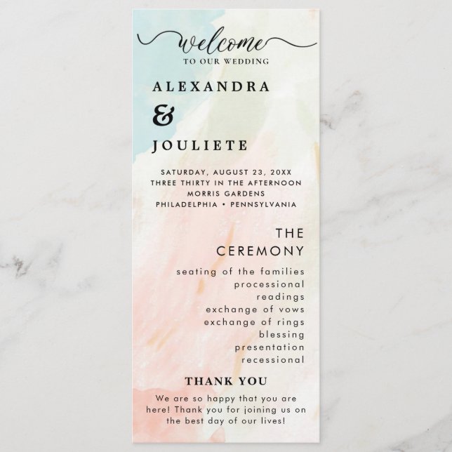 Modern Minimal Wedding Program Order Of Events Programme (Front)