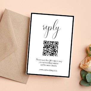 Modern Minimal Wedding QR Code Respond RSVP Card