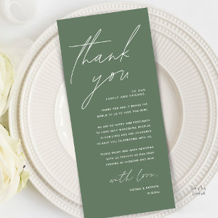 Modern Minimal Wedding Reception Thank You Card