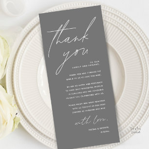 Modern Minimal Wedding Reception Thank You Card