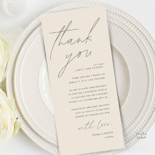 Modern Minimal Wedding Reception Thank You Card