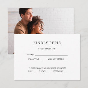 Modern Minimal Wedding RSVP Card Photo on Back