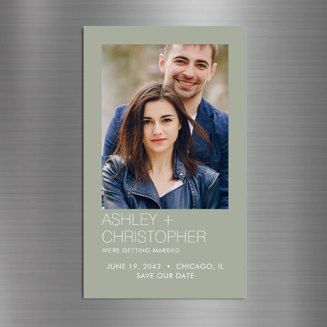 Modern Minimal Wedding Save-the-Date Photo Magnet (Creator Uploaded)