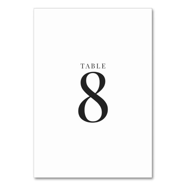 Modern Minimal Wedding Table Numbers (Front)