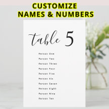 Modern Minimal Wedding Table Seating Chart Cards