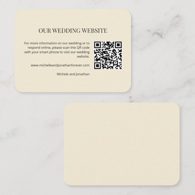 Modern Minimal Wedding Website QR Code Insert Card (Front/Back)