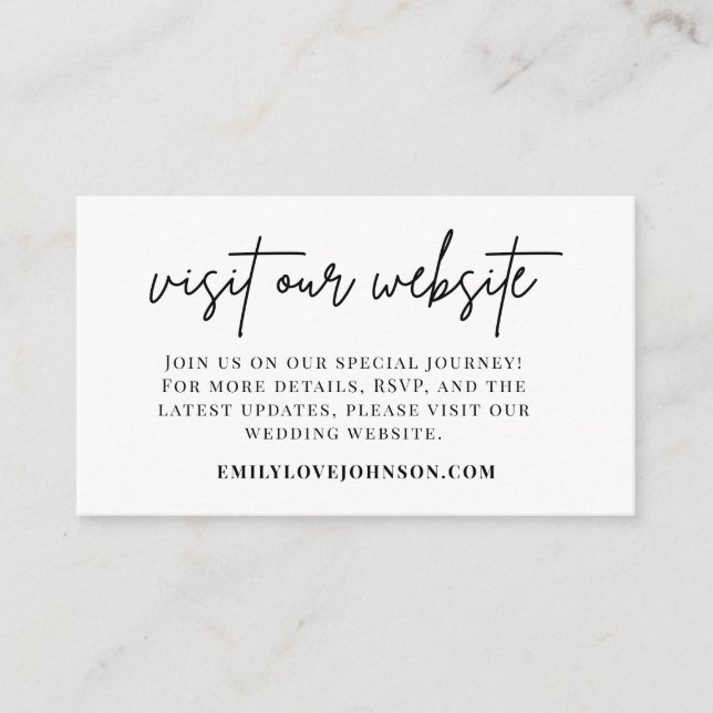 Modern Minimal Wedding Website RSVP QR Code Enclosure Card (Front)