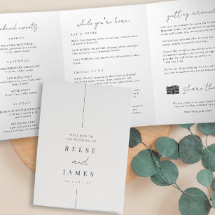 Modern Minimal Wedding Welcome Letter & Itinerary Tri-Fold Programme