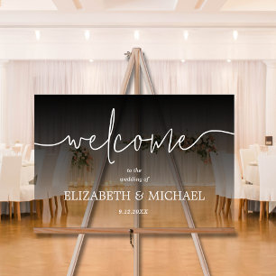 Modern Minimal Wedding Welcome Transparent Black Acrylic Sign