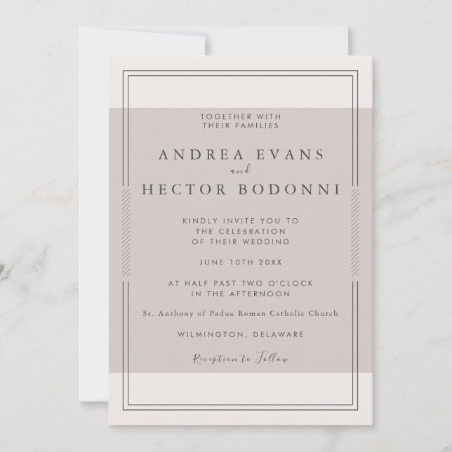 Modern Minimal Weeding Invitation | Taupe (Front)