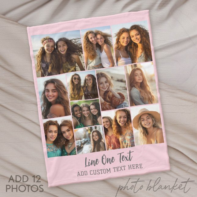 Modern Minimal White - 12 Photo Collage Fleece Blanket (Photo Blanket - Fleece)