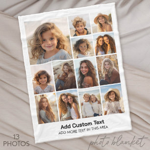 Modern Minimal White - 13 Photo Collage Fleece Blanket