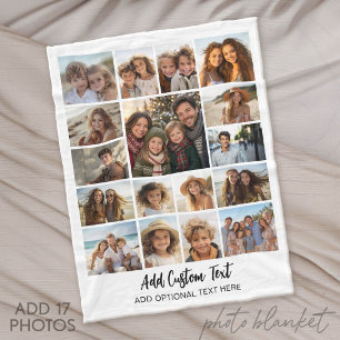Modern Minimal White - 17 Photo Collage Fleece Blanket