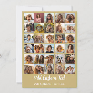 Modern Minimal White 30 Photo Collage Holiday Card