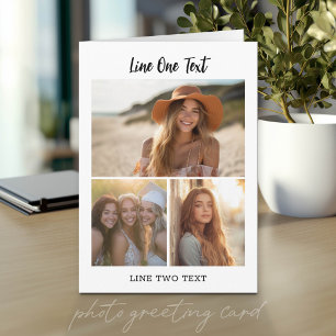 Modern Minimal White 3 Photo Collage Card