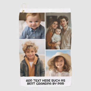 Modern Minimal White 4 Photo Collage - Chunky Text Golf Towel