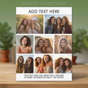 Modern Minimal White - 8 Photo Collage Postcard