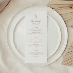 Modern Minimal White & Beige Leaf Wedding Menu
