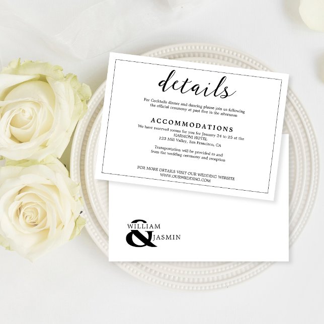 Modern Minimal White Bordered Wedding Enclosure Card (Creator Uploaded)