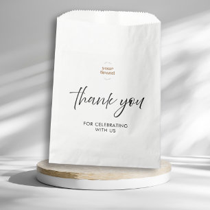 Modern Minimal White Event Thank You Script Logo Favour Bags