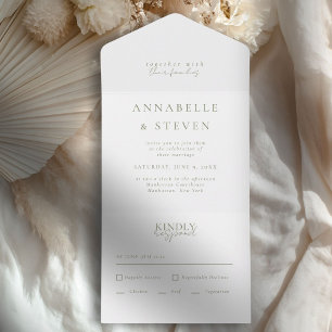 Modern, Minimal, White, Wedding All In One Invitation