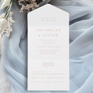 Modern, Minimal, White, Wedding All In One Invitation