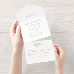Modern Minimal White Wedding Foil All In One Invitation