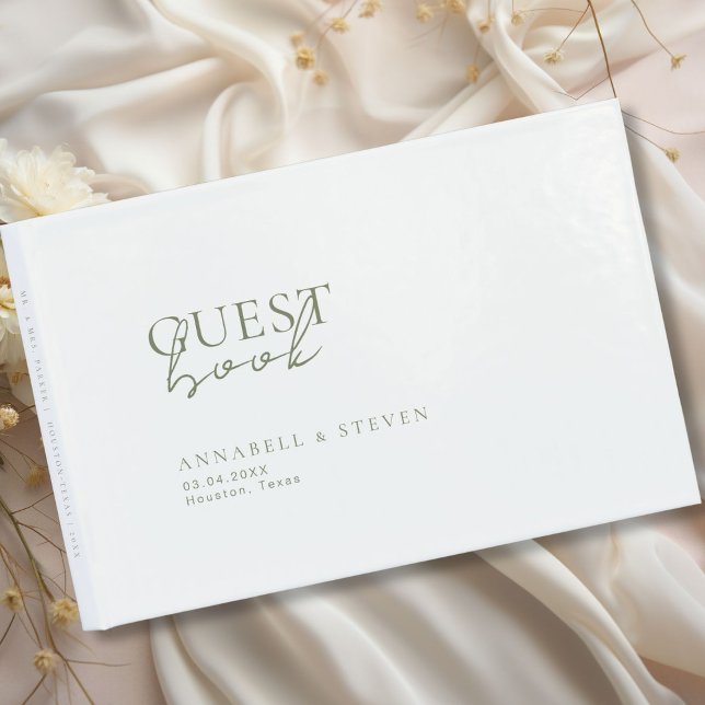 Modern, Minimal, White, Wedding Guest Book (Modern, Minimal, White, Wedding Guest Book, personalized with your names and date.)