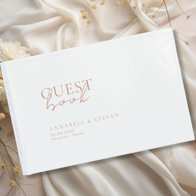 Modern, Minimal, White, Wedding Guest Book (Modern, Minimal, White, Wedding Guest Book, personalized with your names and date.)