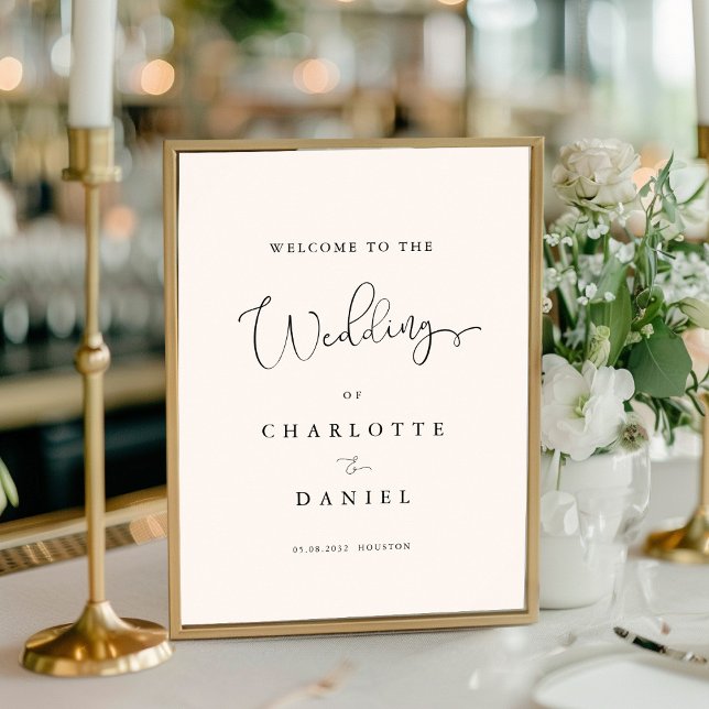 Modern, minimal, white wedding welcome poster (Creator Uploaded)