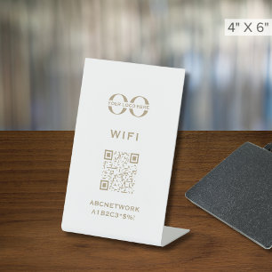Modern Minimal Wi-Fi Access QR Code Custom Logo Pedestal Sign