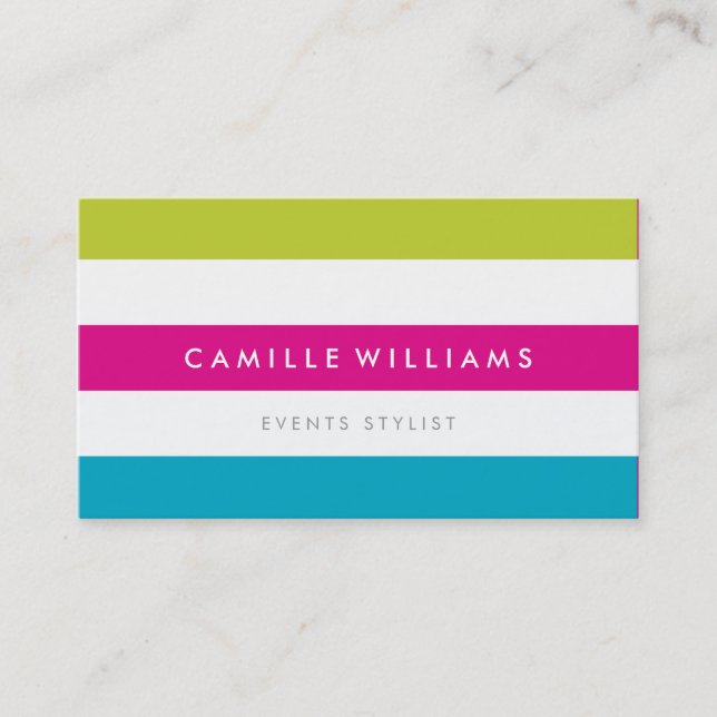 MODERN MINIMAL wide stripe pattern bright colourfu Business Card (Front)