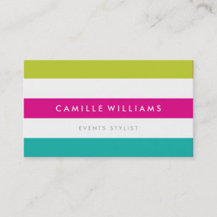MODERN MINIMAL wide stripe pattern bright colourfu Business Card