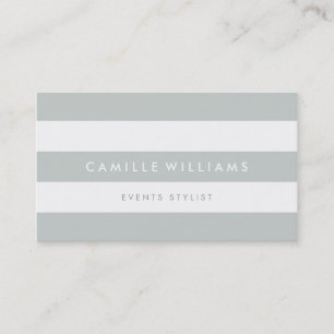 MODERN MINIMAL wide stripe pattern cool grey white Business Card