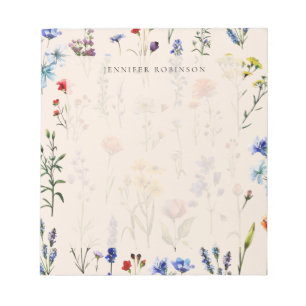 Modern Minimal Wildflower Meadow Champagne Notepad