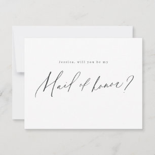 Modern minimal will you be my maid of honour scrip invitation