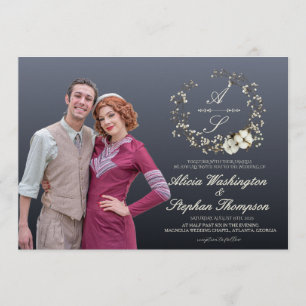 Modern Minimal Winter Floral Wedding Invitation