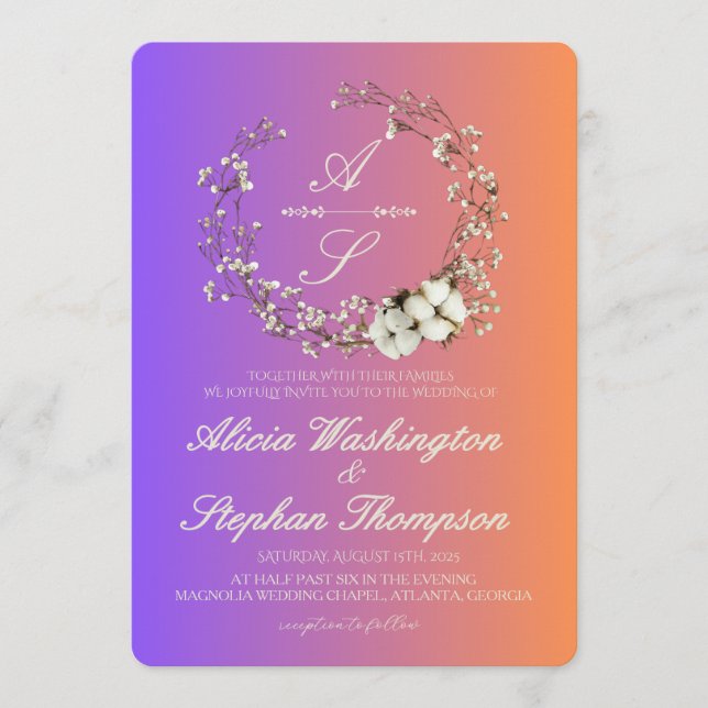Modern Minimal Winter Floral Wedding Invitation (Front)