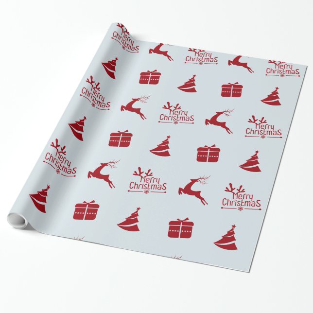 Modern minimal winter merry christmas gift  wrapping paper (Unrolled)