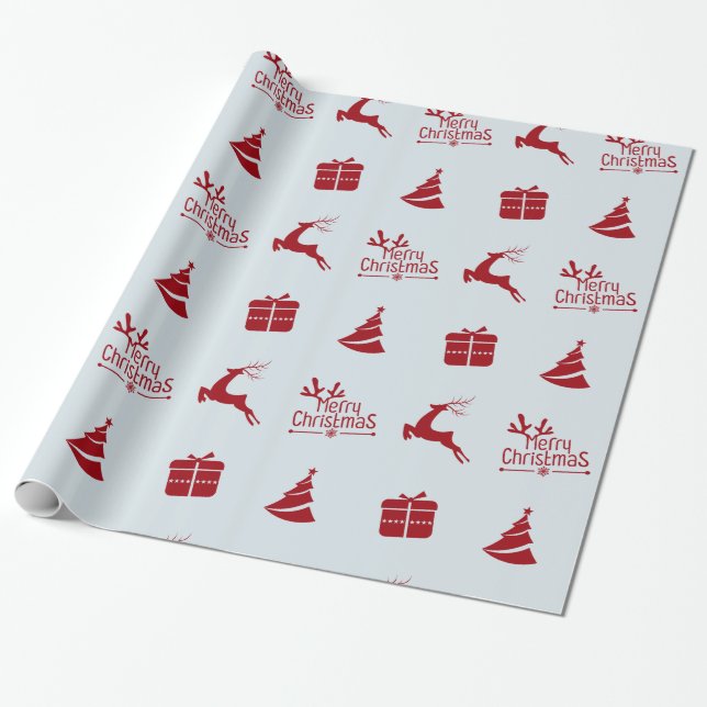 Modern minimal winter merry christmas gift  wrapping paper (Unrolled)