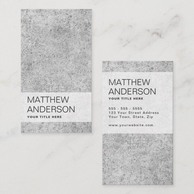 Modern, minimal with concrete cement business card (Front/Back)
